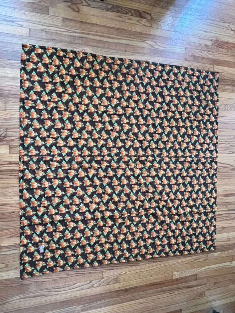 Handmade Fall Patchwork Quilt 64x64 Pumpkin Sunflower Autumn Throw